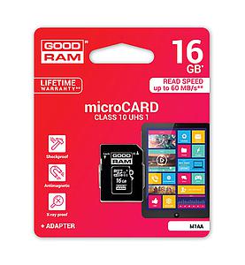 GOODRAM carte micro SD - 16 Go avec adaptateur UHS I CLASSE 10 (5139)