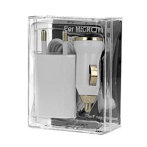 Un ensemble de 3 en 1 - MICRO USB 1Amper -   chargeur main, réseau, Câble usb (5177)