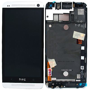 Vitre tactile et LCD sur chassis pour HTC One M7, Blanc
