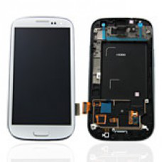Vitre tactile et LCD sur chassis avec bouton home pour Galaxy S3 i9305, Blanc